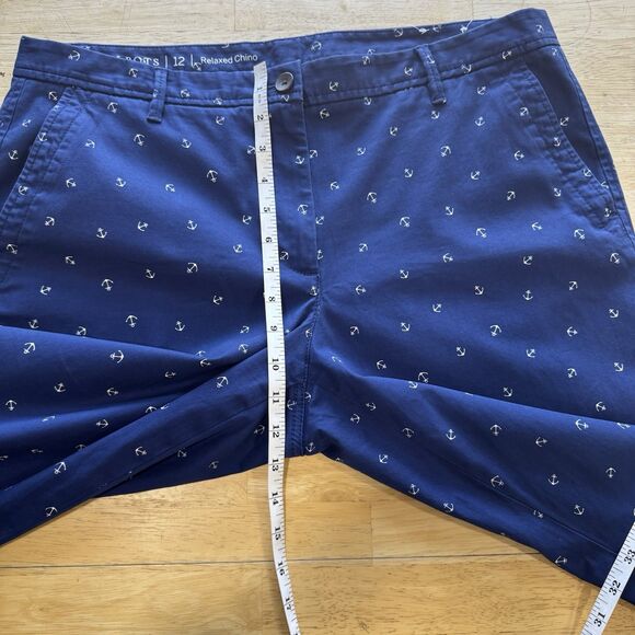 Talbot's Relaxed Chino Pant Size 12 Navy White Anchors Nautical Coastal PRISTINE - Picture 9 of 12